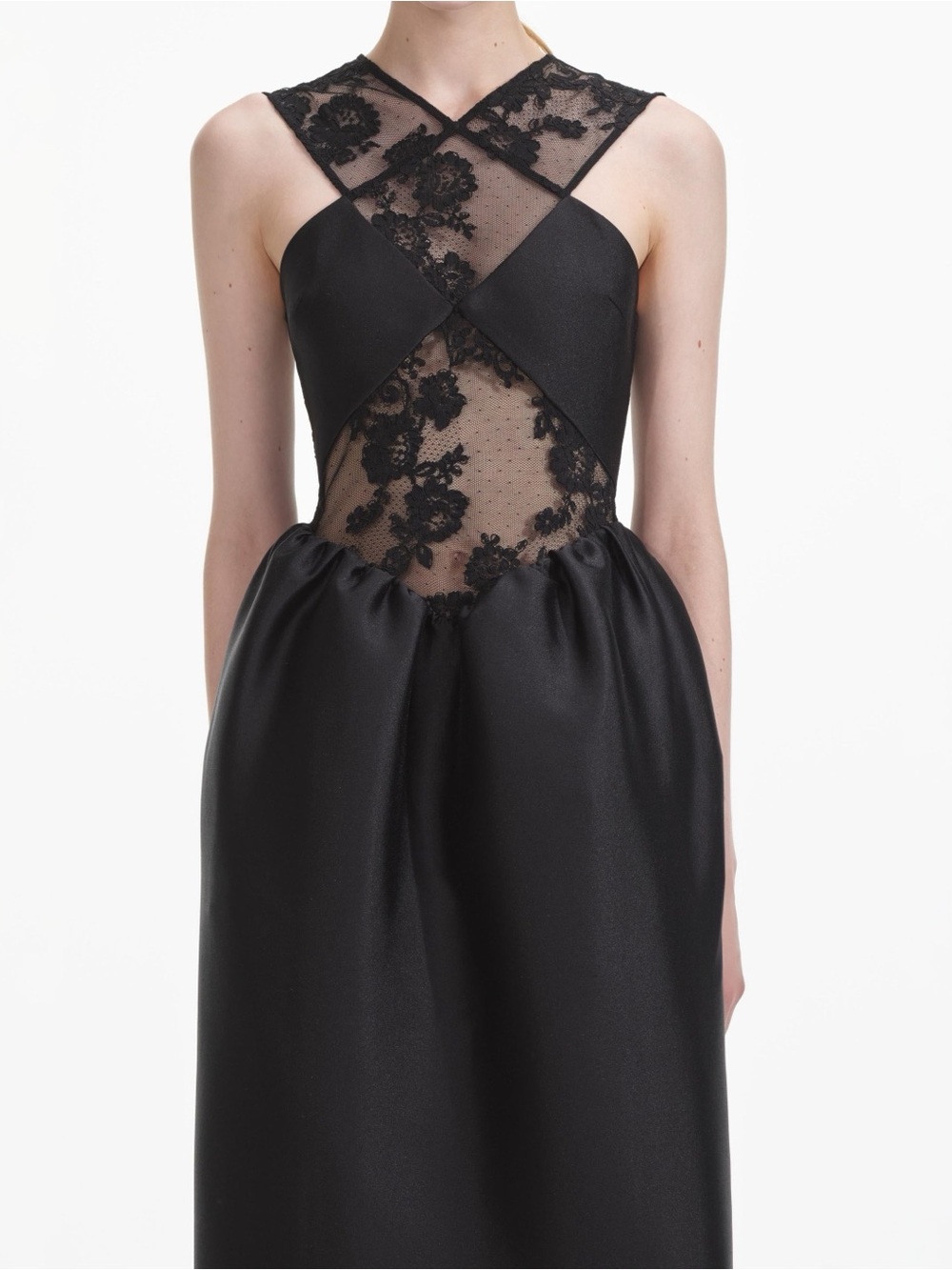 NWOT Self-Portrait Floral lace-trimmed taffeta maxi dress - Picture 2 of 7